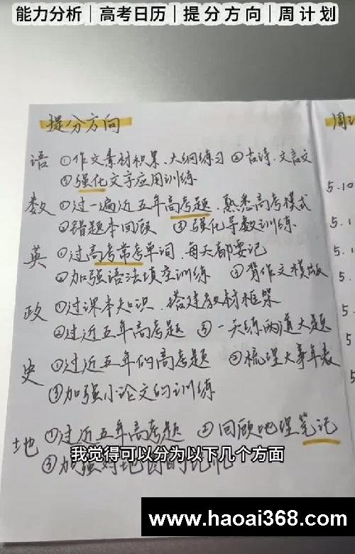 高考656｜一张A4纸，拿下高考冲刺规划‼️