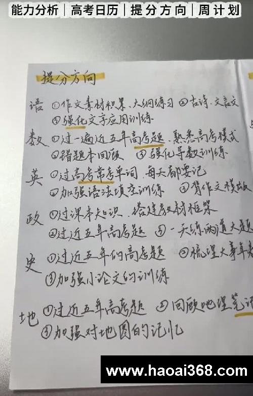 高考656|一张A4纸,拿下高考冲刺规划‼️